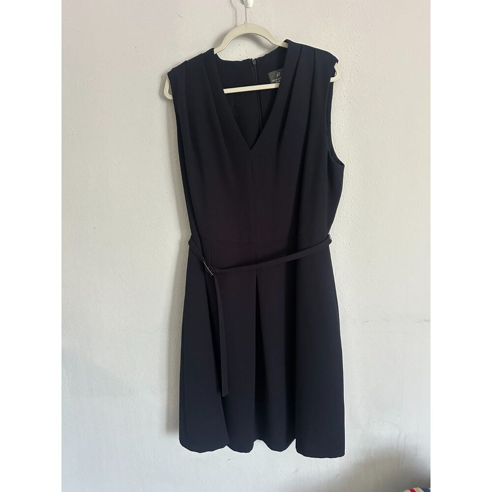 Adrianna Papell Navy Sleeveless Belted Office Dress Women’s 18W Knee Length - Picture 2 of 8